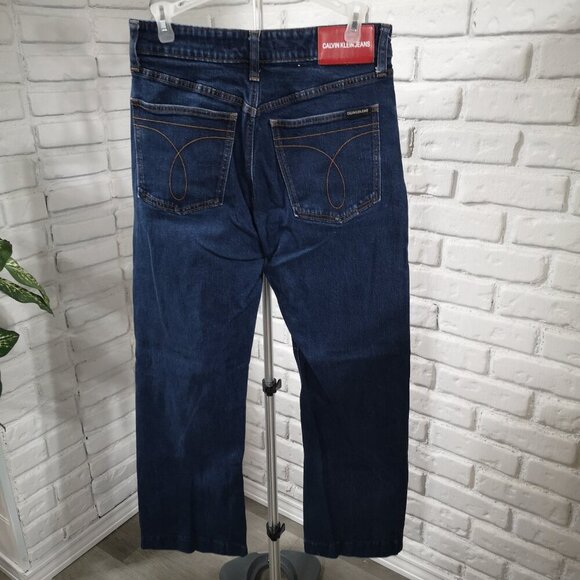 Calvin Klein Jeans Ladies Size 8 Dark Wash High Rise Bootcut Blue Jeans - Picture 2 of 12